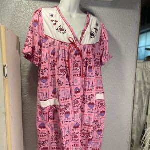 Pink Floral Embroidered NightDress